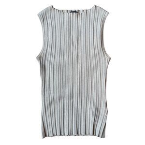 Quince Cotton Cashmere Ribbed Tank Heather Oatmeal Tan S Sleeveless Boat Neck